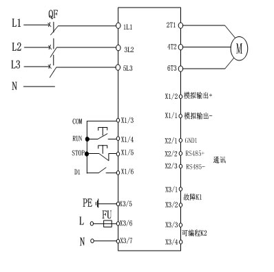 CMC-MX内置旁路软起动器根基接线道理图、、、三角形内接衔接图和典型利用接线图(图1)